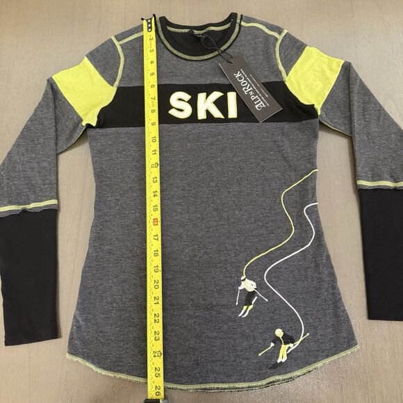 Alp N Rock Retro Apres Womens Crew Shirt Small Heather Black SKI Long Sleeve NWT - Picture 6 of 14
